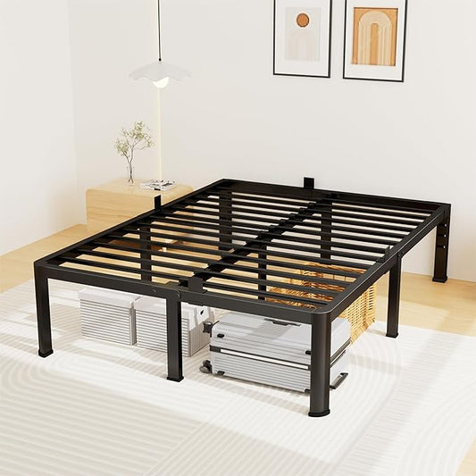 12 Inch King Bed Frame, Metal Platform Bed Frame with Round Corner Legs, 3500 lbs Heavy Duty Steel Slats Support, No Box Spring Needed, Noise Free, Easy Assembly, Black