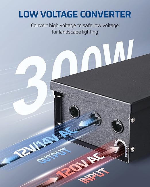 DEWENWILS 300W Low Voltage Landscape Transformer WiFi with 3 Zones, Outdoor Smart Low Voltage Transformer, 120V AC to 12/14V AC, Compatible with Alexa & Google Assistant, for Landscape Lighting