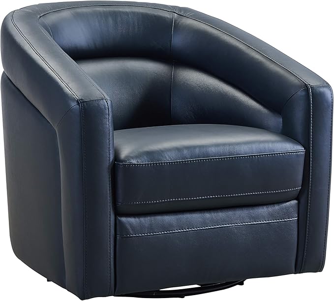 Armen Living Desi Contemporary Leather Swivel Living Room Accent Chair, 32" Wide, Black
