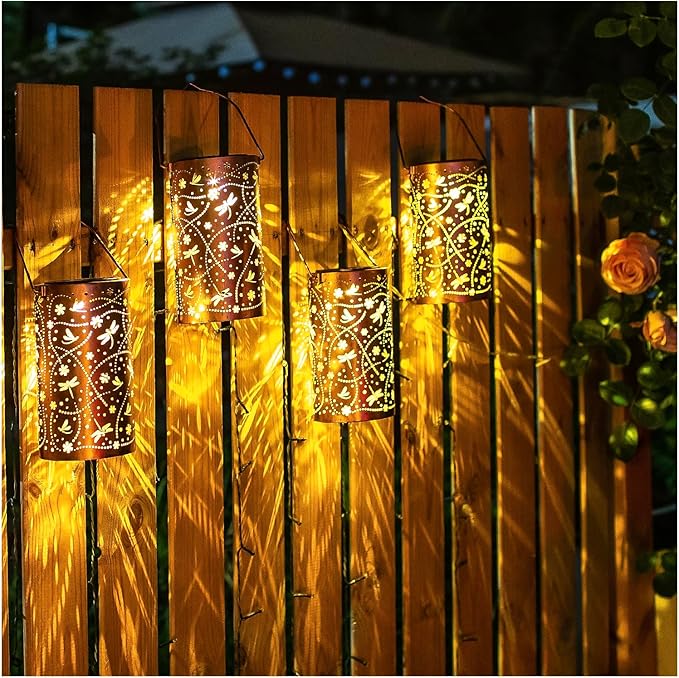 Dragonfly Solar Lanterns Outdoor Waterproof Hanging Solar Lights Dragonfly Gifts for Women Men Metal Decorative LED Lanterns for Garden Decor,Yard,Patio,Lawn,Tabletop,Pathway