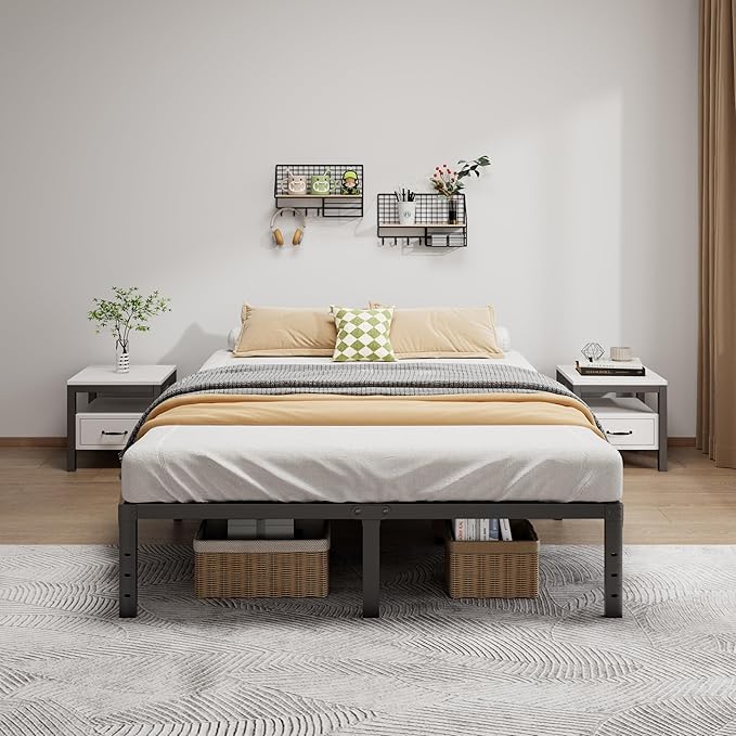 Metal Bed Frame California King Size - 14 Inch Heavy-Duty Cal King Platform Bed Frame No Box Spring Needed, Easy Assembly, Noise-Free, Sturdy Mattress Foundation, Underbed Storage Space