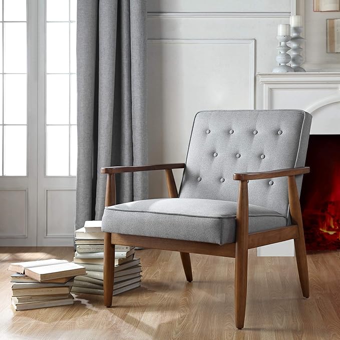 Ball & Cast Tufted Fabric Accent Chair 27.5"W x 29.8"D x 33.25"H Grey Set of 1