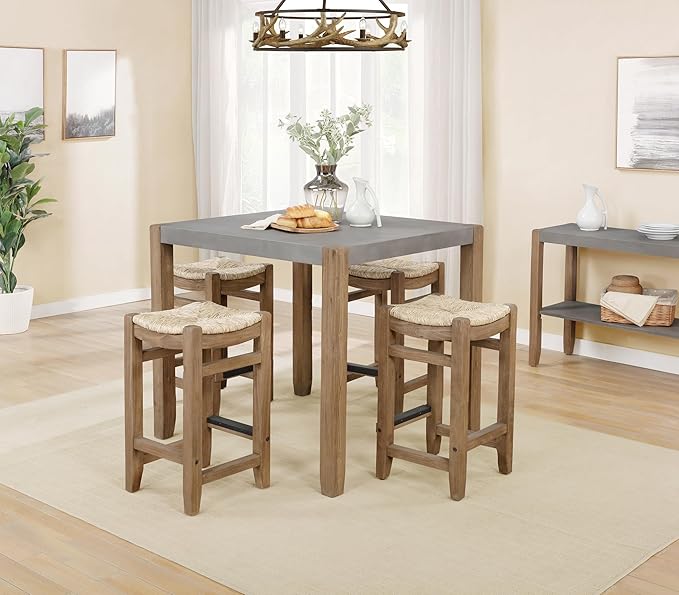 Alaterre Furniture Newport Dining Table Set, Concrete Gray