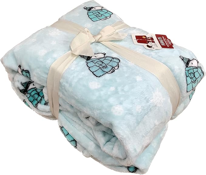 Berkshire Blanket & Home Co Peanuts Winter Blanket, Polyester (Light Blue - Blue Puffer Coats, Full/Queen)
