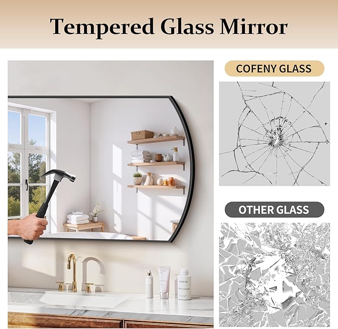 Bathroom Mirror, 20x40 Inch Black Oval Wall Mounted Mirror with Thin Metal Frame, Modern Bathroom Vanity Mirrors for Over Sink, Entryway, Living Room, Bedroom