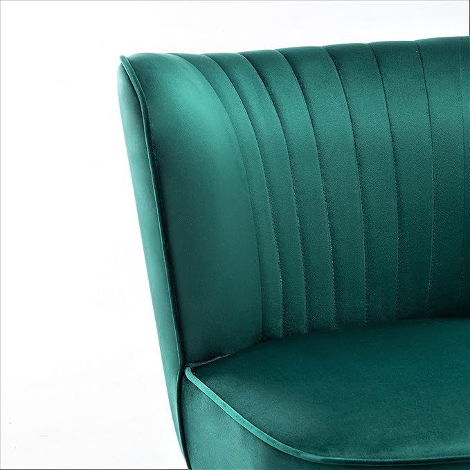 Modern Velvet Accent Chair for Living Room, Bedroom, or Entryway, Stylish and Comfortable Armless Design with Metal Legs, Green