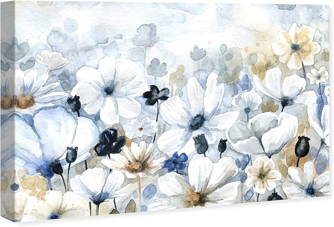 The Oliver Gal Artist Co. Floral and Botanical Wall Art Canvas Prints 'Fields Flowers Home Décor, 24" x 16", Blue, White