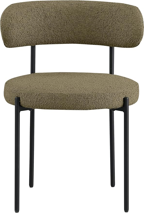 Meridian Furniture Beacon Olive Green Boucle Fabric Dining Chair (Set of 2)