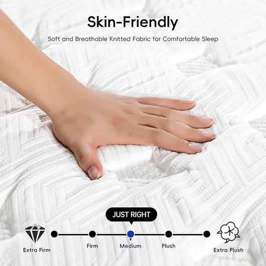 COOLMI Full Size Mattress, 12 Inch Hybrid Memory Foam Mattress in a Box, Pressure Relief for Back Support, Medium Firm, Individually Pocket Springs, 100-Night Trial & CertiPUR-US Certified, Grey Full