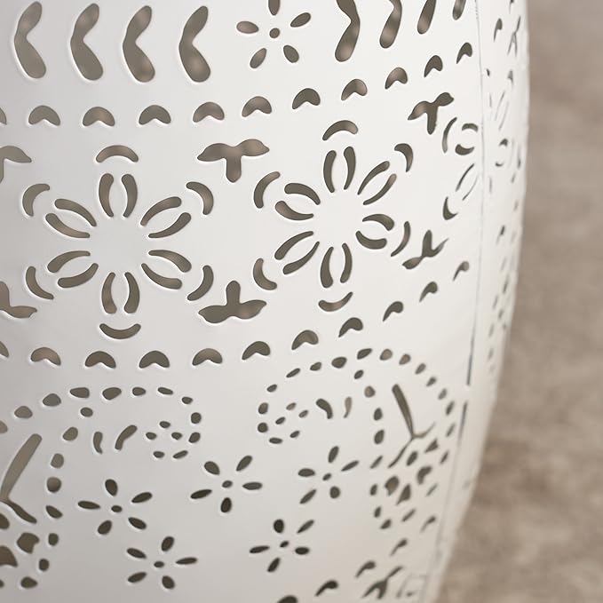 Christopher Knight Home Apollos Indoor Lace Cut Iron Accent Table, White, 12.25D x 12.25W x 18H in