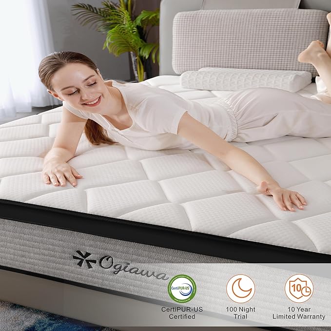 Twin Mattress | 10 Inch Twin Size Hybrid Mattresses in a Box | Medium Firm Memory Foam and Individual Pocket Springs | Fiberglass Free Bed Mattres | Breathable | CertiPUR-US