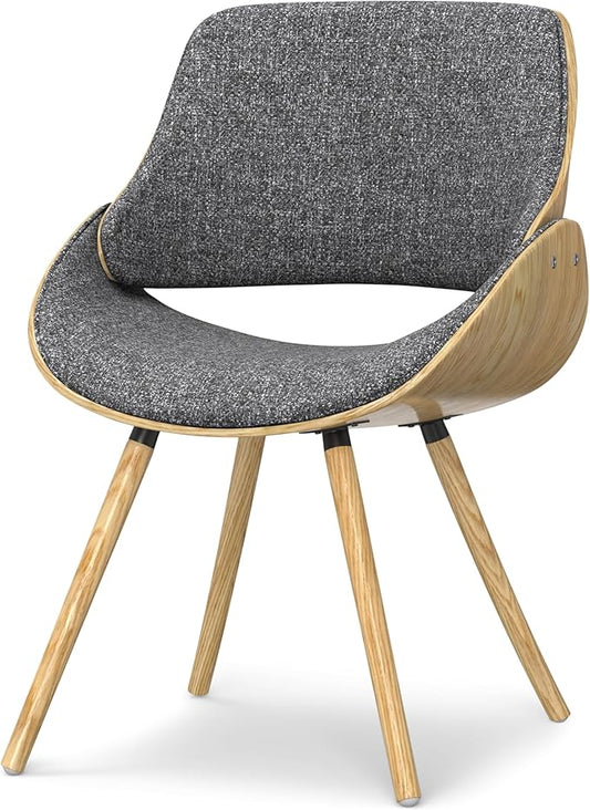 SIMPLIHOME Malden Dining Chair in Grey Woven Fabric, Light Wood Back, 22.8 x 20.9 x 30.9 inches, Mid-Century Modern Style for Dining Room
