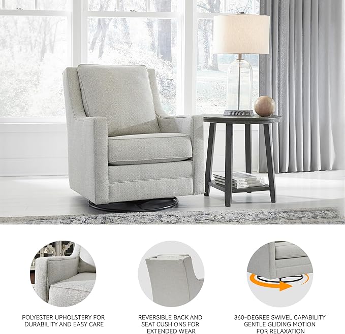 Signature Design by Ashley Kambria Contemporary Swivel Glider Nursery Accent Chair, Gray