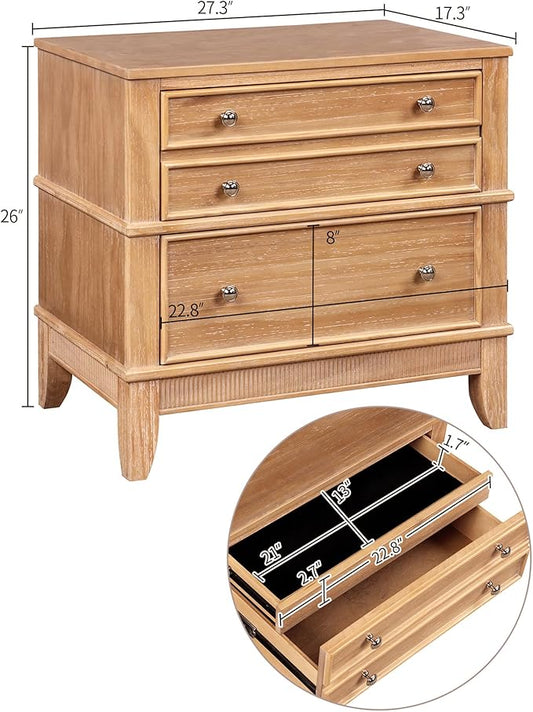 Merax Wooden Hazel 3-Drawer Nightstand, Mid-Century Modern Night Stand with Storage Drawers, Bed Sofa Side End Table, Dressers Organizer Vertical Storage Tower Tables for Bedroom & Living Room, Brown