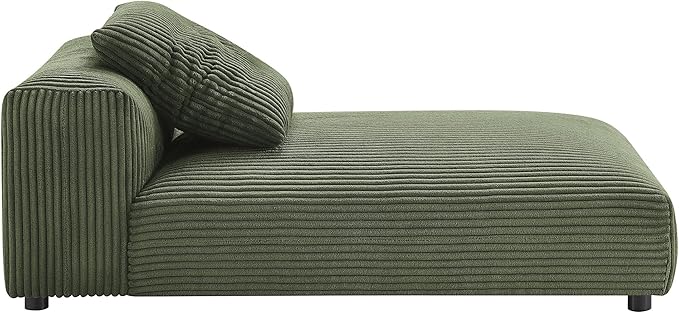 Modway Solace Modular Corduroy Sectional Sofa with Chaise in Fern - Comfy Corduroy Upholstered Deep Seat Sofa - Modern L-Shaped 2-Piece Sectional Sofa Set - 3 Seater Fabric Sofa for Living Room