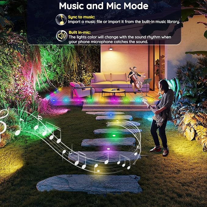 Recessed Smart Deck Lights Kit, 10 Pack Ø 1.77" RGBW+IC Multicolor Dynamic Low Voltage Landscape Lights IP67 Waterproof Outdoor for Garden Yard Path Ground Stairs, Work with Alexa/Google Assistant