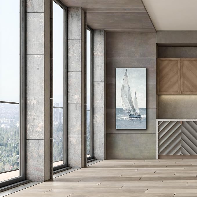 Epic Graffiti "Grey Seas I by Ethan Harper, Canvas Wall Art, 30"x60"