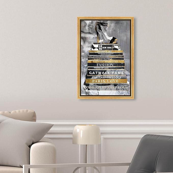 The Oliver Gal Artist Co. Fashion and Glam Wall Art Framed Canvas Prints 'Fashion Thoughts Noir Classic' Shoes