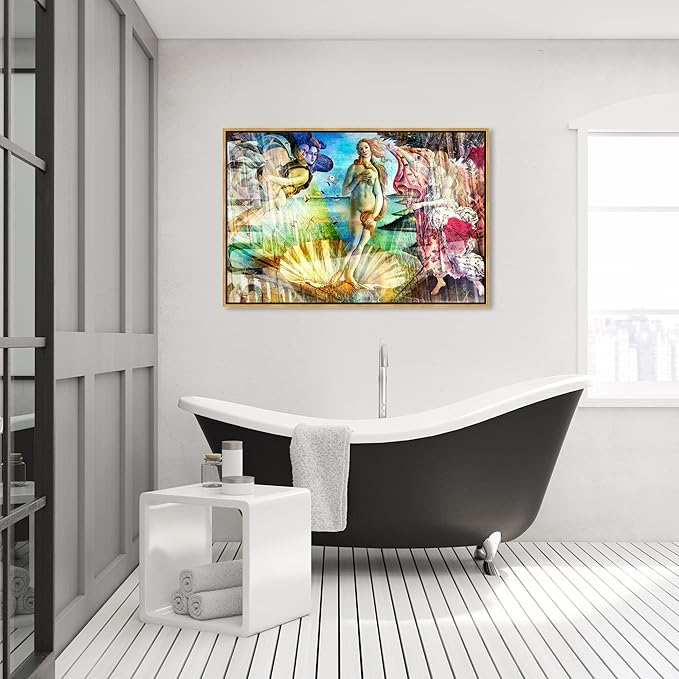 The Oliver Gal Artist Co. Spiritual and Religious Wall Art Framed Canvas Prints 'Birth of Venus - Botticelli' Zodiac