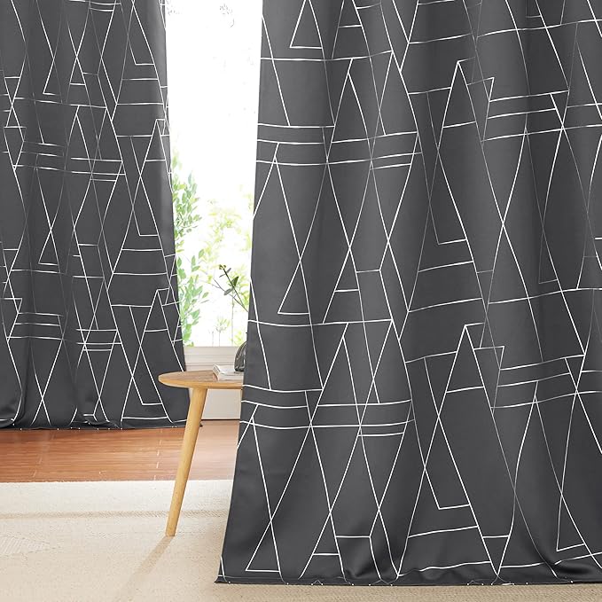NICETOWN Blackout Curtains for Living Room - Foil Printed Shiny Stripes Pattern Thermal Insulated Blackout Drapes for Bedroom Kitchen Loft Cafe Window (2 Panels, 52" Wide by 63" Long)
