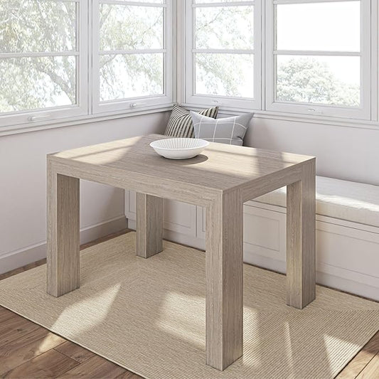 Plank+Beam 48 Inch Dining Table, Solid Wood 48 Inch Table Kitchen Table, Rectangular Dinner Table for Dining Room, Home Office, Living Room Furniture, Easy Assembly, Seashell Wirebrush