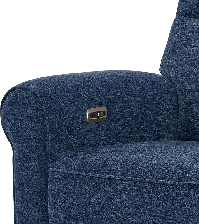 MCombo 78.3" Wall Hugger Power Loveseat Recliner Sofa with Console, Reclining Loveseat with USB Ports, Cup Holders, for Small Spaces Living Room RV, Fabric PR635M2 (Navy Blue)