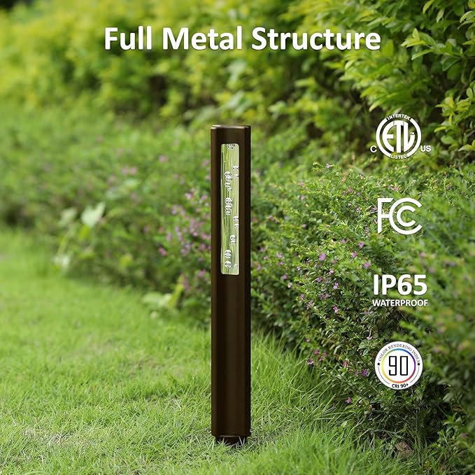 LED Low Voltage Pathway Lights Wired, 3W 12V Low Voltage Landscape Lighting for Outdoor Path Walkway Driveway, Crystal Bubble Design, 3000K Warm White, Aluminum, IP65, ETL, Bronze, Pack of 1