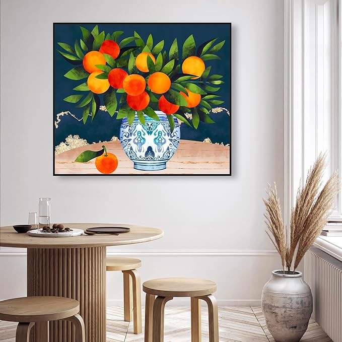 The Oliver Gal Artist Co. Food and Cuisine Wall Art Framed Canvas Prints 'Fruits and Porcelain' Fruits