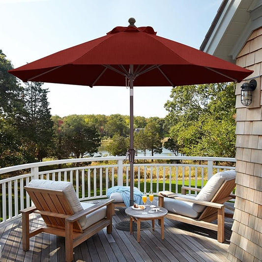 ABCCANOPY OLEFIN® 5-Year No Fading 9FT Patio Umbrella, Outdoor Table Umbrella with 8 Sturdy Ribs for Deck, Backyard, Yard (Burgundy)