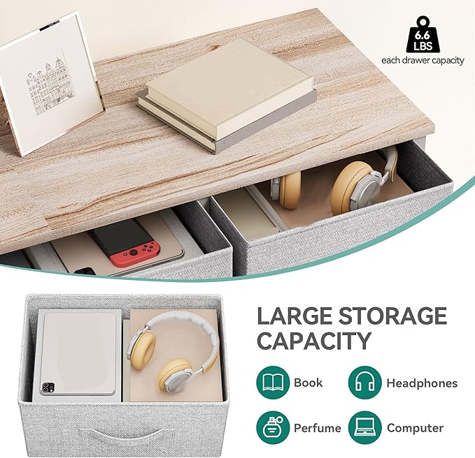 YITAHOME Dresser with 5 Drawers - Fabric Storage Tower, Organizer Unit for Bedroom, Living Room, Closets - Sturdy Steel Frame, Wooden Top