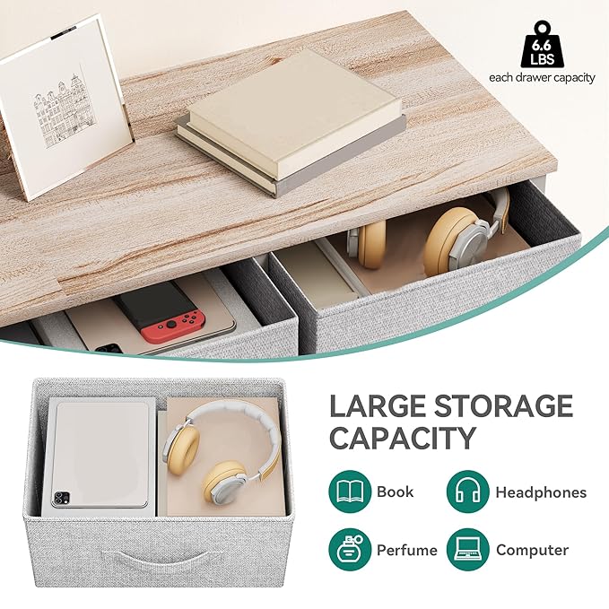 YITAHOME Dresser with 5 Drawers - Fabric Storage Tower, Organizer Unit for Bedroom, Living Room, Closets - Sturdy Steel Frame, Wooden Top