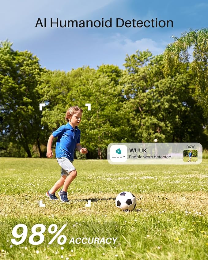 WUUK Security Cameras Wireless Outdoor, Indoor Home Surveillance System, 2K, No Monthly Fee, Motion Alert, Night Vision, 2.4/5 GHz WiFi, 32G Local Storage, Compatible with Alexa & Google, 4-Camera Kit