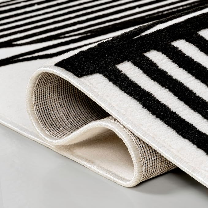 JONATHAN Y Nordby High-Low Arch Striped Black/White Indoor Area Rug, 3x5, Indoor, Non-Shedding, Stain Resistant for Bedroom, Living Room, Kitchen (SCN104G-3)