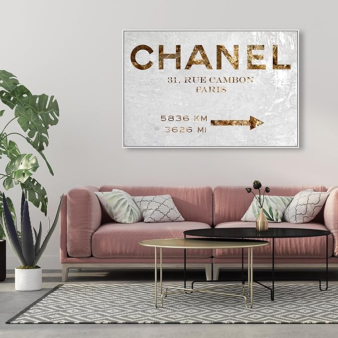 The Oliver Gal Artist Co. Contemporary 36 in x 54 in Paris Couture Luxury Framed Canvas Wall Art Bedroom Gold