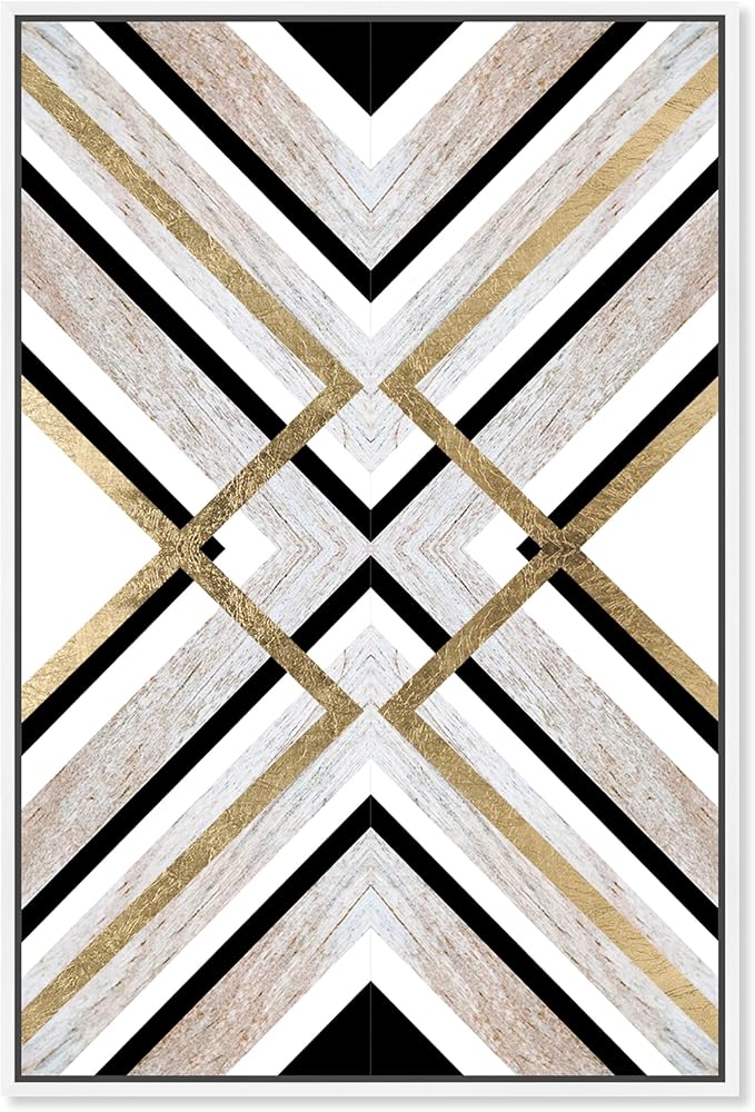 The Oliver Gal Artist Co. Abstract Framed Wall Art Canvas Prints 'Earthy Lux' Geometric Home Décor, 10" x 15", Brown, Gold