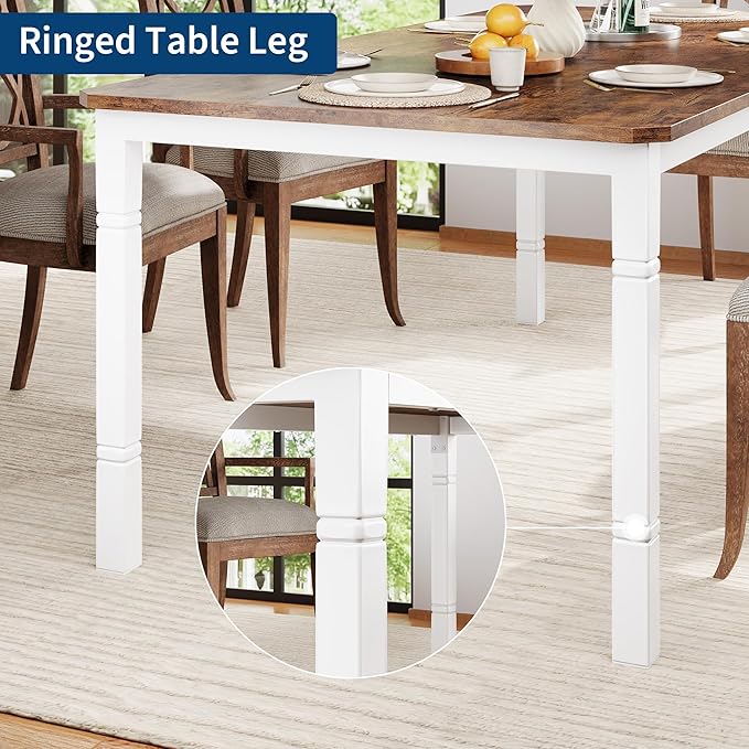 Garvee 78 in Large Industrial Dining Table for 6-8, Kitchen Table with Heavy Duty Metal Legs, Wood Desk with Chamfer Corner for Dining Room, Kitchen, Living Room, Easy Assembly