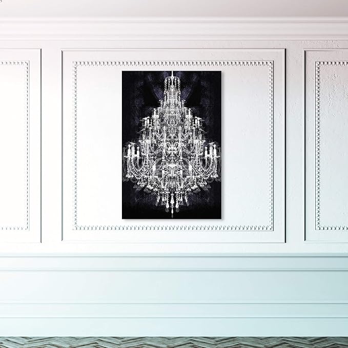 The Oliver Gal Artist Co. Fashion and Glam Wall Art Canvas Prints 'Montecarlo Crystal' Home Décor, 30 in x 45 in, White, Black