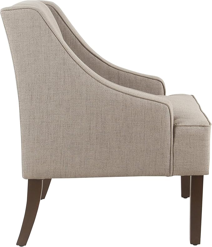 Homepop Upholstered Classic Swoop Arm Accent Chair Home Décor, Natural Linen