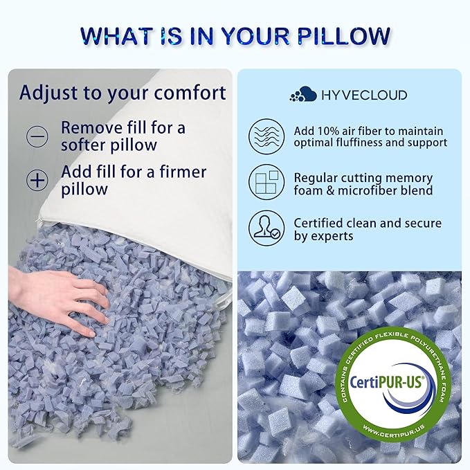 Cooling Memory Foam Pillows for Deep Sleep Bed Pillow forNeck Support with Removable & Washable Cover Cooling Pillow for Neck PainRelief Pillow for Shoulder & Back & Side Queen Pack of 1