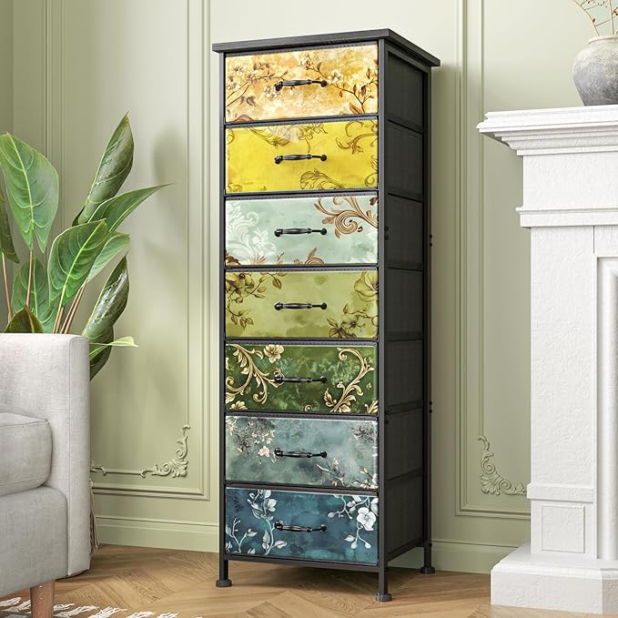 Fixwal White Tall Dresser for Bedroom, Closet Organizers and Storage Tall Fabric Dresser for Closet, Drawer Organizer with 5 Drawers, Bedroom Furniture