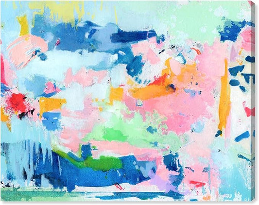 Art Remedy Peaceful Haven Canvas Bright Colorful Abstract Wall Art, Gallery Wrapped, 36" x 30"