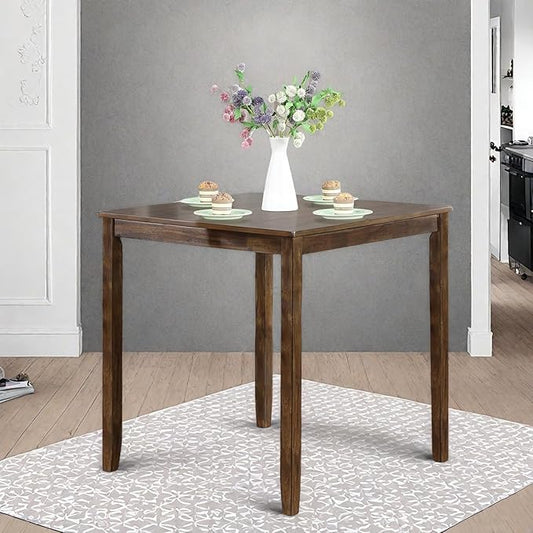 Dining Table for 4, Wooden Rectangular Kitchen Table with Natural Woodgrain Finish, 36" H MDF Modern Dining Table with Solid Wood Tapered Legs and Rounded Corners, Easy Assembly, Walnut