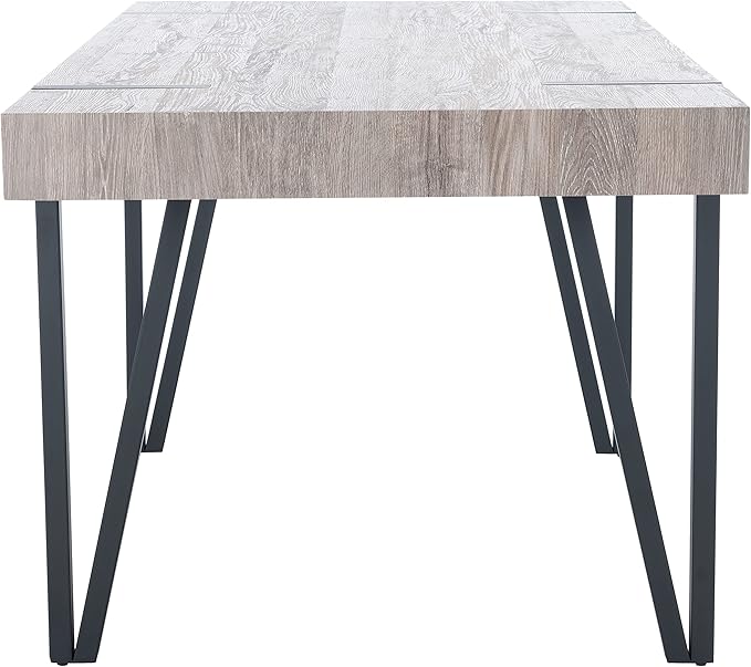 SAFAVIEH Home Collection Alyssa Mid-Century Rustic Industrial Dining Room Table DTB7000C, Grey Oak/Black Legs