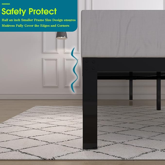 14 Inch 4000lbs Heavy Duty Support Basic Bed Frame/Mattress Foundation/Box Spring Replacement/Steel Slat Platform/Easy to Assemble/with Storage/Noise Free, Twin