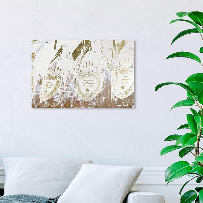 The Oliver Gal Artist Co. Drinks and Spirits Wall Art Canvas Prints 'Champagne Showers' Home Décor, 24 in x 16