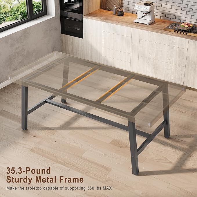 GarveeHome Industrial Dining Table for 6~8 People, 78.7 in Long Rectangle Dining Tables, Wooden Kitchen Table with Sturdy Metal Frame, Dinner Tables, Dining Room Table for Kitchen, Dining Room-Grey