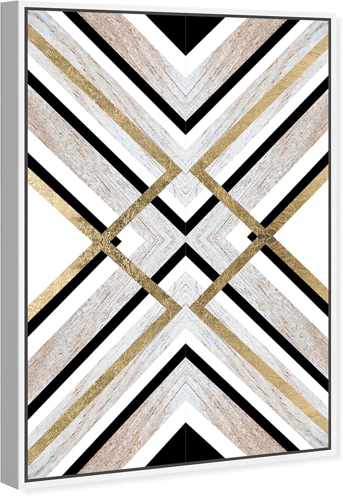 The Oliver Gal Artist Co. Abstract Framed Wall Art Canvas Prints 'Earthy Lux' Geometric Home Décor, 24" x 36", Brown, Gold