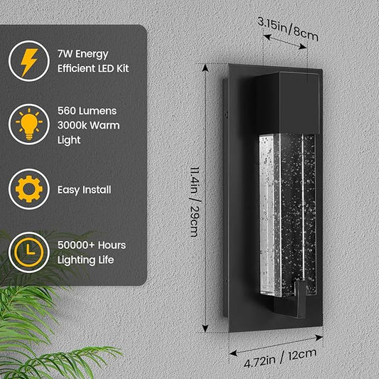 WOSHITU LED Wall Sconce Light: 11 Inch Black Modern Sconces Wall Lighting 3000K Dimmable Crystal Wall Lamps Indoor Bathroom Sconce Wall Mount Light Fixtures for Living Room/Bedroom/Hallway
