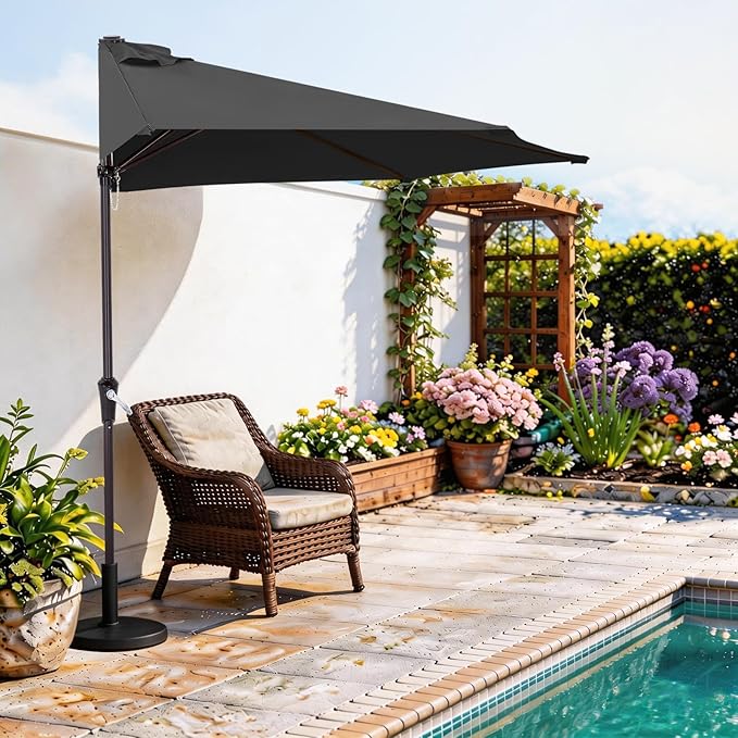 ABCCANOPY Patio Umbrella 9FT - Outdoor Half Umbrellas for Patio, Backyard, Garden, Deck (Dark Gray)