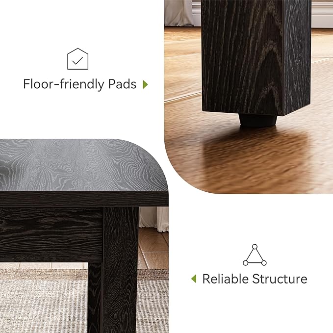 LITTLE TREE 39 Inches Square Dining Table for 4 People, Black Wooden Kitchen Table Small Dinner Table, Modern Dining Room Tables for Living Room, Kitchen